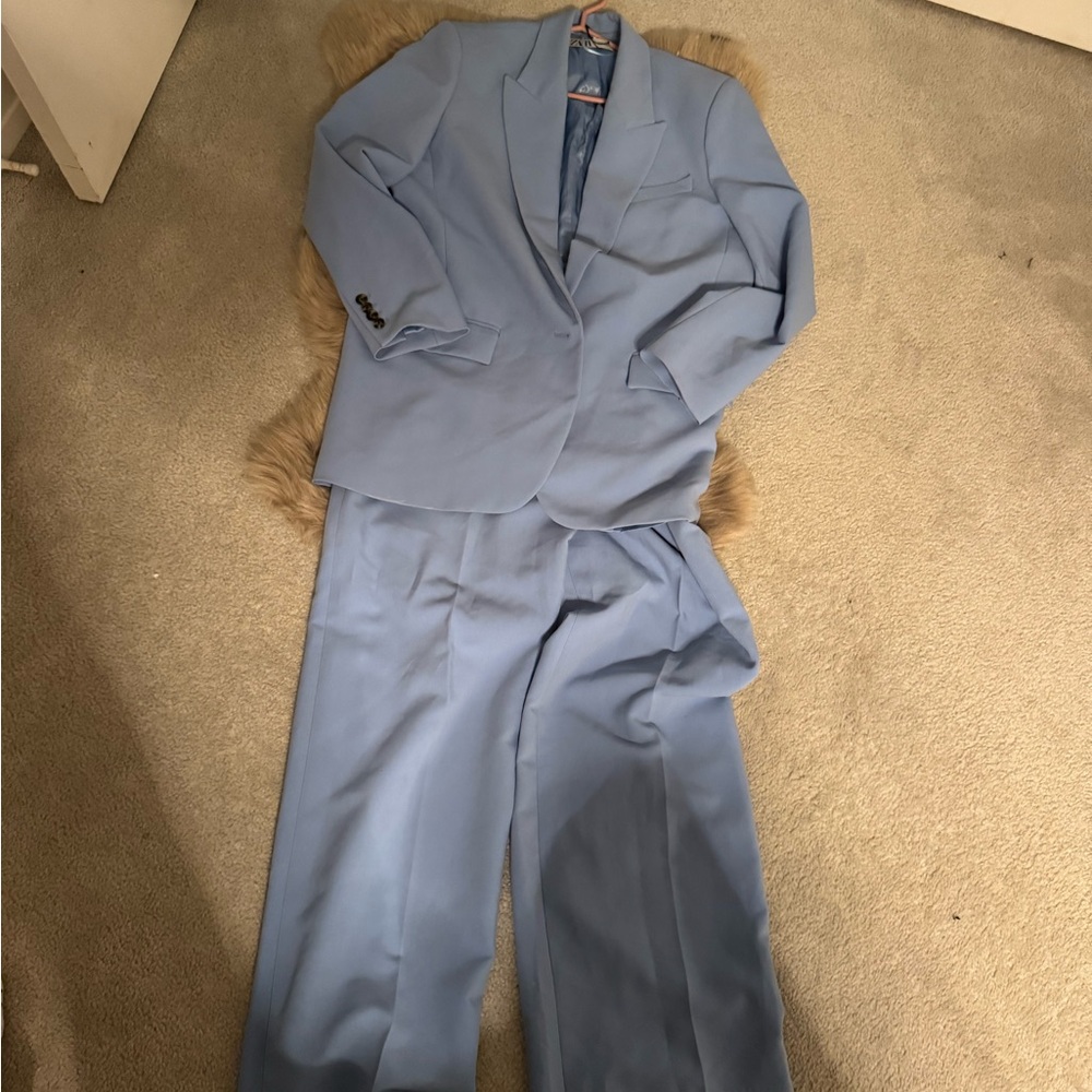 Zara Sky Blue blazer and pants